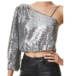 Alice + Olivia LUCINDA SEQUIN ASYMMETRICAL TOP